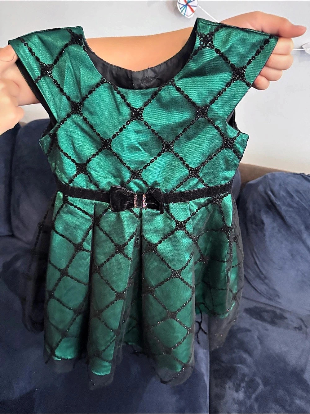 Jona Michelle 3T Girls Green & Black Geometric Party Dress Like New